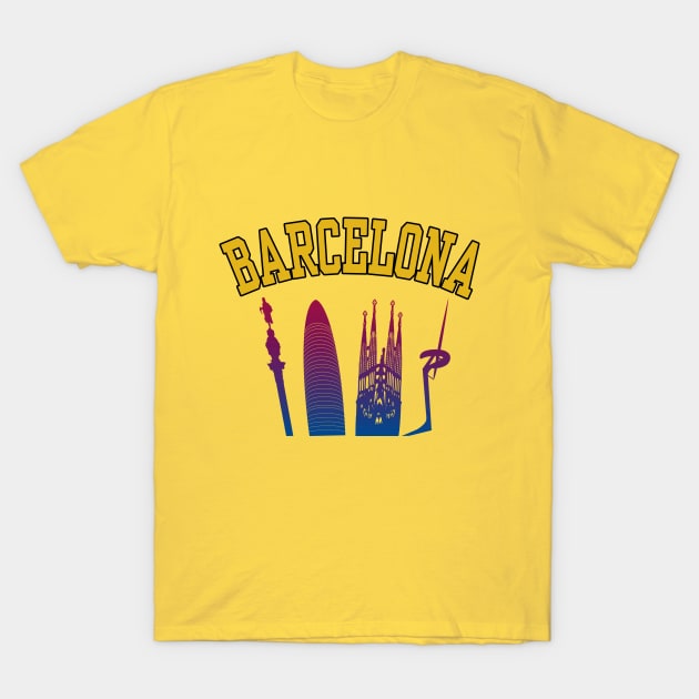 BARCELONA Skyline (FC Colors) T-Shirt by sundressed